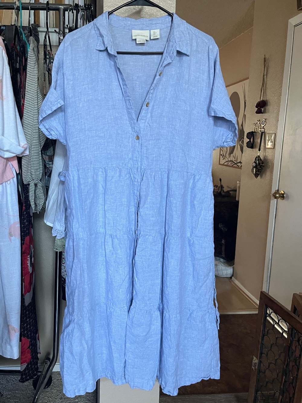 Cynthia Rowley Pale Blue Linen Button-Front Shirt